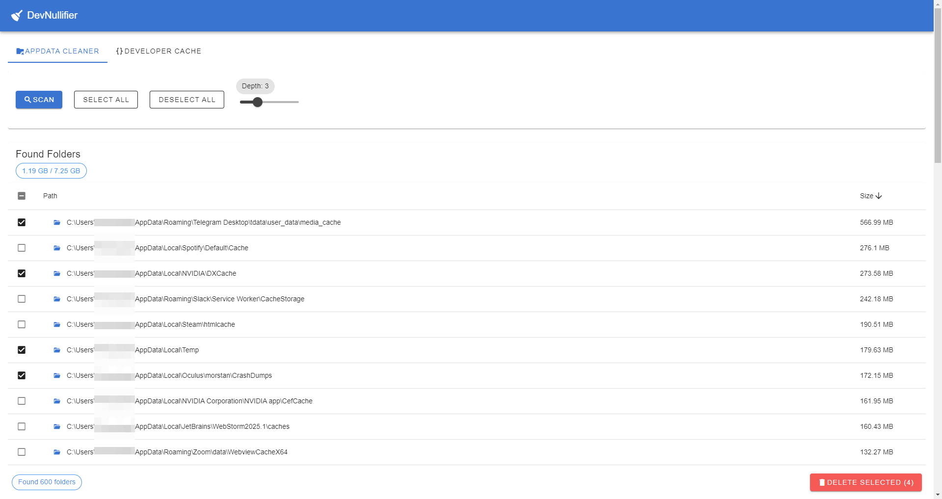 Application Data Cleaning Interface